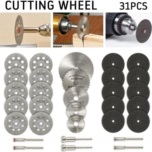 31 Pcs HSS Circular Saw Blade Set Resin Diamond Cut-Off wood Cutting Disc Diamond Metal Saw Bladeser Power Tools Dremel Drill