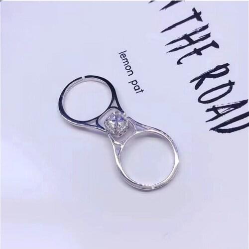 Real 925 Sterling Silver 925 Original Luxury Openable Rings Charm Adjustable Ring Simple Two Layers with Zirconia Fine Jewelry