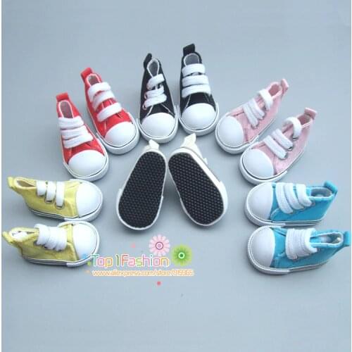 One Pair 5cm Doll Sneakers Shoes for BJD Dolls,Fashion Denim Canvas Mini Toy Shoes1/6 Bjd Snickers For handmade Doll Accessories