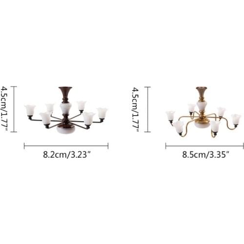 Scaled Model LED Ceiling Lamp Kid’s Realistic Dollhouse Furniture Chandelier Light Preschool Pretend Play Sand Table Toy