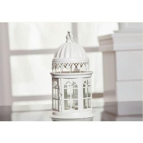 Simple European style retro wrought iron wind lantern castle candle holder idyllic decoration props light bird cage ornaments