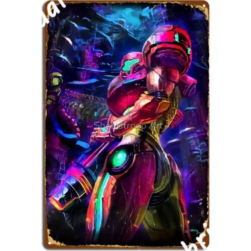 Samus Aran Metal Sign Cinema Living Room Create Poster Cave Pub Tin Sign Poster