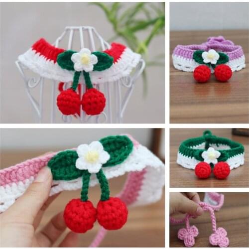 Wool knitting pet cat and dog scarf cat and dog wool scarf pet accessories cherry scarf small dog and dog scarf