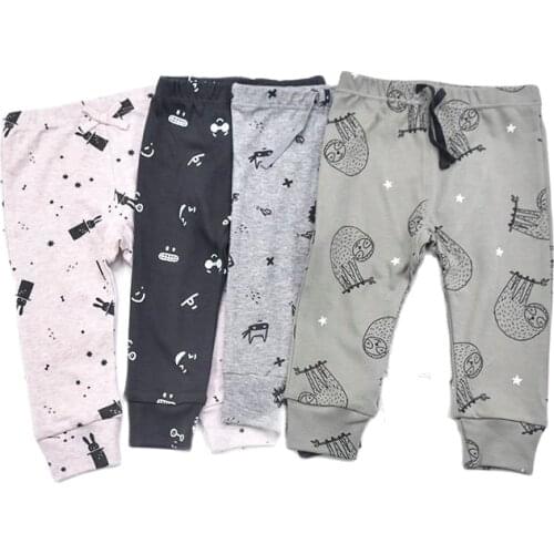 Baby Pants 6M Spring Autumn Cotton Unisex Elastic Waist Cute Printed Newborn Trousers Boy Casual Infant Clothing New