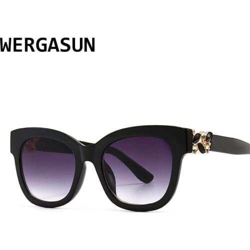 WERGASUN cat eye Sunglasses Women Square Frame Sun Glasses Ladies Black Sunglasses Men fashion Eyewear oculos UV400