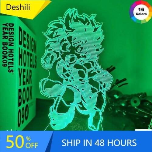 My Hero Academia Led Night Light Lamp Midoriya Izuku Figure Nightlight for Kids Bedroom Decoration Cool Birthday Gift 3d Lamp