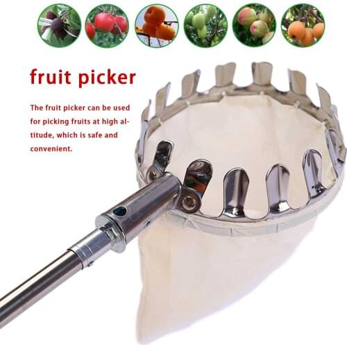 Telescopic Fruit Picker Pole With Bag Portable Long Fruit Catcher Basket Picking Tool For Harvest Picking Citrus Apple Pear 1.5M