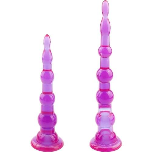 Extended lesbian masturbation jelly sex toy man long anal beads butt plug with sucker tower massager anal