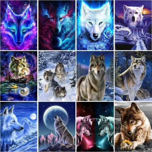 Wolf DIY 5D Diamond Painting Full Drill Resin Animal Rhinestone Diamont Embroidery Cross Stitch Kit Tools Home Wall Art Decor