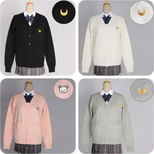 Japanese Style Students Girls Cardigans Sweater Sailor Moon JK School Uniforms Symbol Embroidery Knitwear Autumn Winter