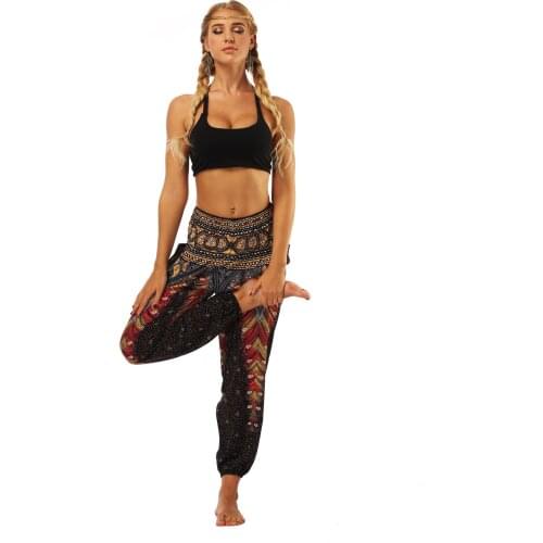 Women Thai Harem Trousers Yoga Pants Loose Wide Leg Festival Hippy Smock High Waist Plus Size Beach gym India Large Crotch