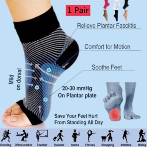1 Pair Foot Anti-Fatigue Ankle Support Relief Pain Compression Socks For Men Socks For Women Sport Running Yoga Socks