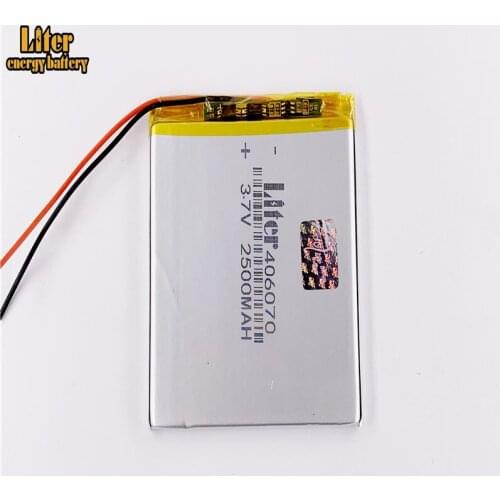 1pcs/lot 3.7V 2500mAh 406070 Lithium Polymer LiPo Rechargeable Battery cells For PAD GPS PSP Vedio
