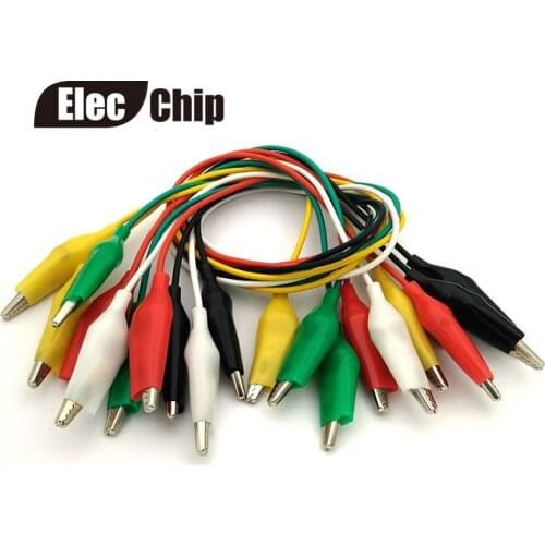 10pcs Alligator Clips Double-ended Test Lead Crocodile Clip Line 45MM Alligator Clamp Connector 5 colors with Wire Free shipping