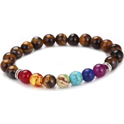 12PC Newst 7 Chakra Bracelet Men Black Lava Healing Balance Beads Reiki Buddha Prayer Natural Stone Yoga Bracelet For Women Free