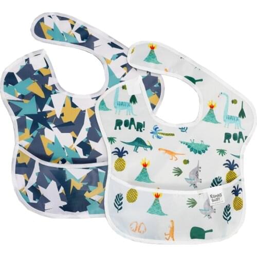 2Pcs/ Lot Waterproof Baby Bibs 100% TPU Coating Feeding Cloth Bibs Washable Jninth Baby Bibs With Food Catcher for Babies Towel