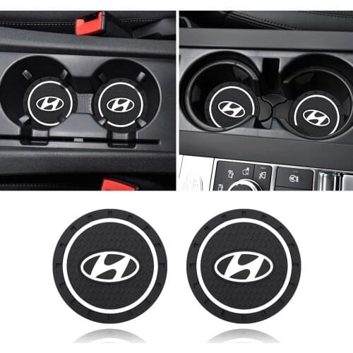 2pcs Car Coaster Water Cup Bottle Holder Anti-slip Pad Mat Silica Gel Interior Decoration Accessories For Hyundai Santa Fe Sonat