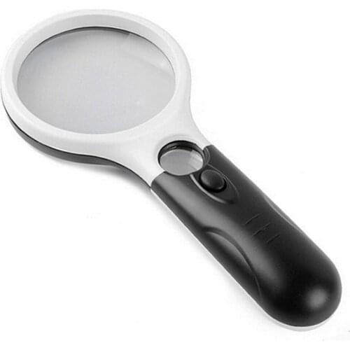 20pcs/lot 3 LED Lights 3X / 45X Handheld Magnifier Reading Magnifying Glass Jewelry Loupe
