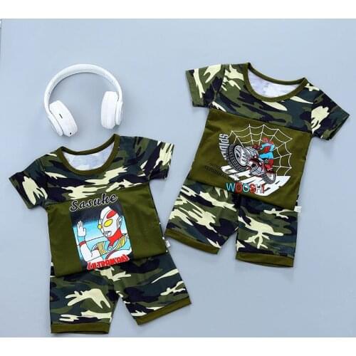 2021 New Fashion Summer Boys Clothes Sport Suit Set Casual Short Sleeve Childrens Clothing Set 2 Pieces T-Shirt and Pants