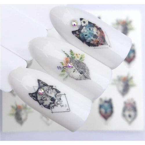 YZWLE 2020 NEW Designs Wolf/vintage/flamingo Noble Necklace Nail Art Water Decals Transfer Sticker Manicure Nail Decoration DIY