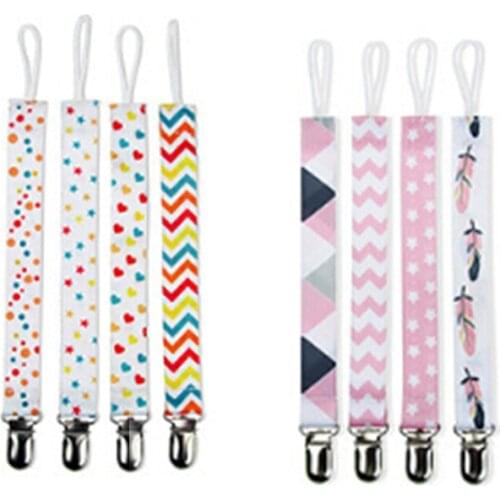 4Pcs Baby Pacifier Clip Chain Ribbon Dummy Holder Soother Pacifier Clips Leash Strap Nipple Holder For Infant Feeding
