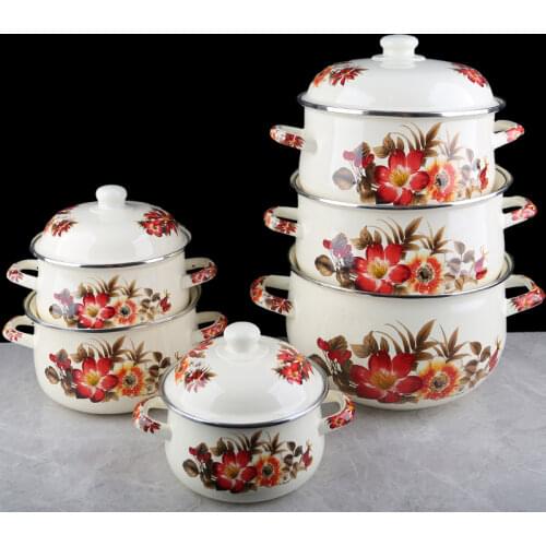 5pcs 1-6Litre Enamel soup pot High barrel Instant noodle pot Casserole Kitchen Cooking pot Induction cooker Universal 18-26CM