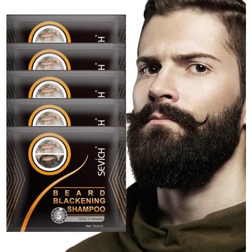 5pcs 15ml Blackening Beard Shampoo 5 Minutes Dye Beard Herb Natural Faster Blacken Shampoo Instant Extension Beard Essence Cover