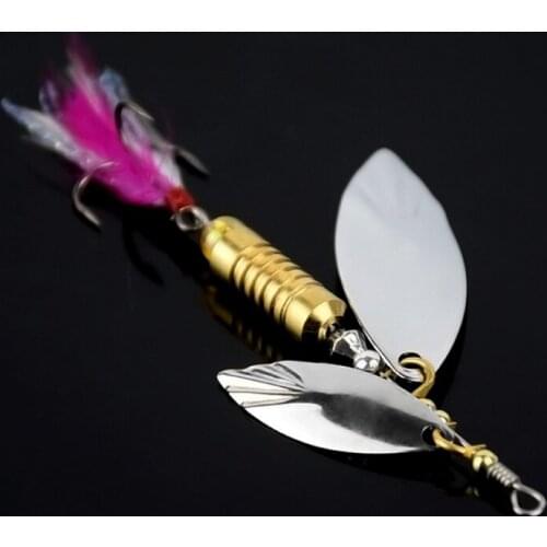 5pcs double sequined metal bait box 7g 10g rotating fishing bait Freshwater Luya feather hook fishing gear box