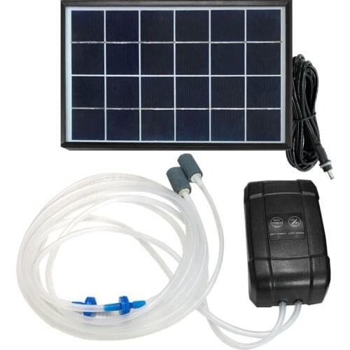 AC-DC Dual Use 1.3W Air Pump Aquarium Solar Oxygen Pump 2X 3L/MIN for Fish Tank