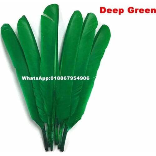 Free shipping 50pcs 25-35cm /10-14inch Deep Green goose flight wing feather for wedding decoration