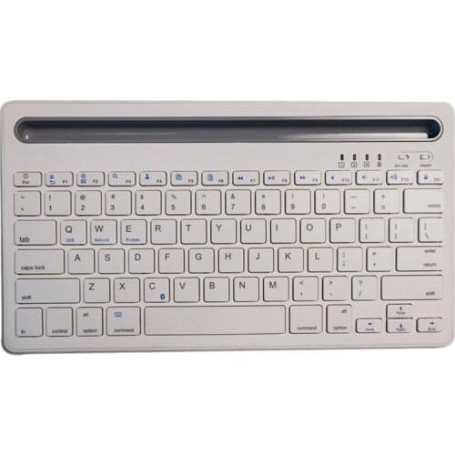 Bluetooth Keyboard,Mini Wireless Keyboard with Phone Holder Rechargeable Dual Channel Keyboard for iPad/Phone,White