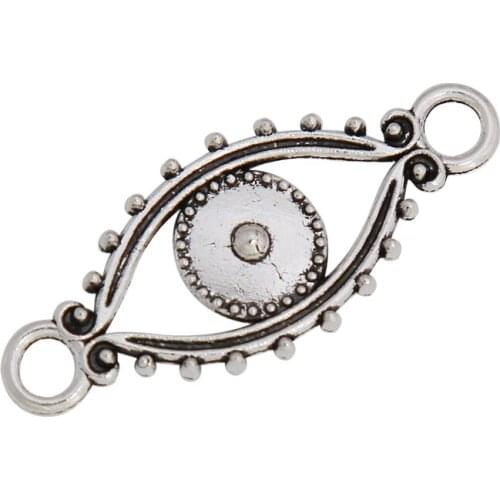 RAINXTAR Alloy Eye Of Horus Charms Bracelets Makingg Evil Eye Connector Charms 12*30mm 100pcs AAC1648