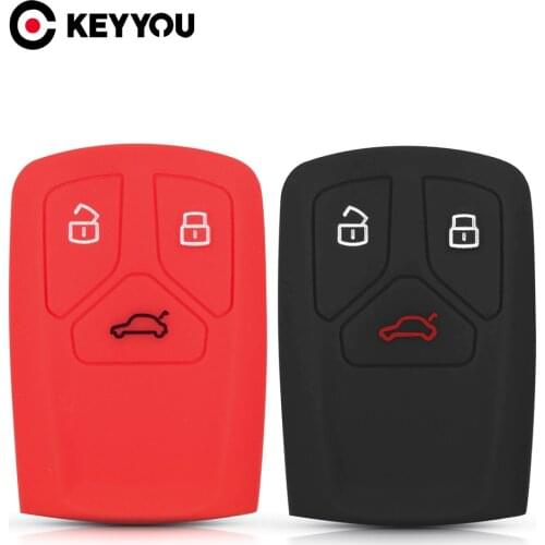 KEYYOU For Audi A4 allroad B9 Q5 Q7 TT TTS 2016 2017 2018 Keyless Entry Fob Car Key Chain Smart Silicone Rubber Key Case Cover