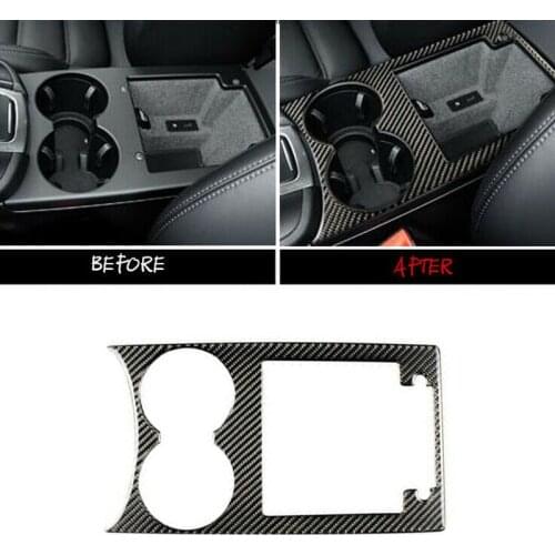 Carbon Fiber Black Car Inner Console Water Cup Holder Panel Trim Cover Frame Fit For Porsche Macan 2014 2015 2016 2017 2018 2019