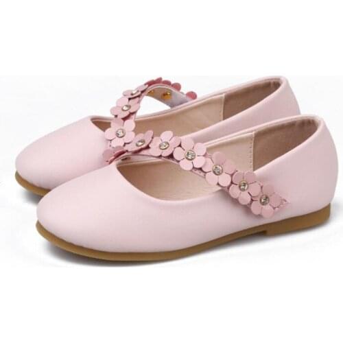 Children Leather Shoes 2021 Autumn Flowers Girls Princess Shoes Soft Sole Casual Shoes Leather Little Girl Shoe