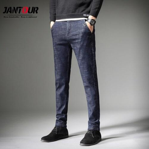 Mens brand jeans 2021autumn winter new high quality cotton Slim stretch denim jeans young fashion casual mens trousers size 38
