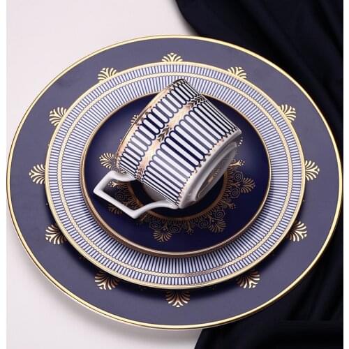 EECAMAIL European-style High-end Dishes Tableware Neo-classical Phnom Penh Western Dishes Set Ceramic Steak Flat Plate Household
