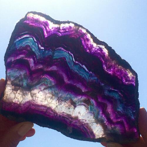 Natural beautiful Rainbow Fluorite Crystal Rough stone specimens