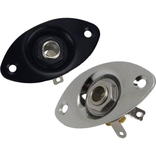 FLEOR 1/4'' 6.35mm Guitar Jack Output Jack Socket for Electric Guitar Parts, Black / Chrome