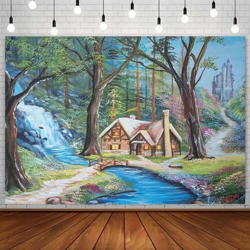 Fairy Tale Forest Backdrop Newborn Baby Shower Birthday Castle River Floral Photography Background Photo Studio Photozone Props