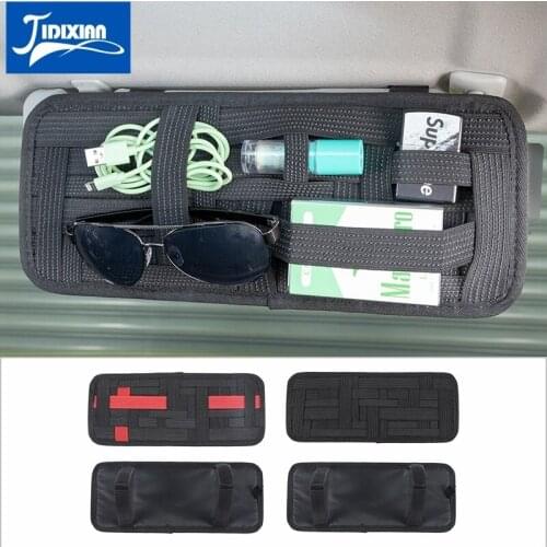 JIDIXIAN Car Sunshade Storage Bag Organizer for Jeep Gladiator JT 2018 2019 2020 2021 Sun Visor Sunglasses Bag Car Accessories
