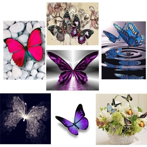 Butterfly Pattern 5D DIY Diamond Art Painting Diamond Embroidery Cross Stitch Kits Round Drill Pattern Picture Home Decor Gift