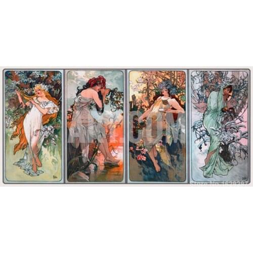 Paintings for living room wall BEER AD BY MUCHA C Alphonse Mucha High quality Hand painted