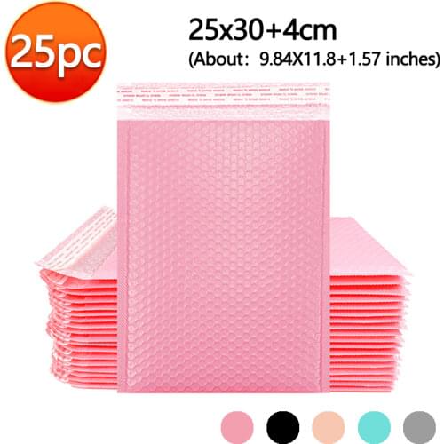 25PCS 25x30+4cm Bubble Mailers Padded Envelopes Lined Poly Mailer Shockproof Mailer waterproof Mailer Self Seal Pink