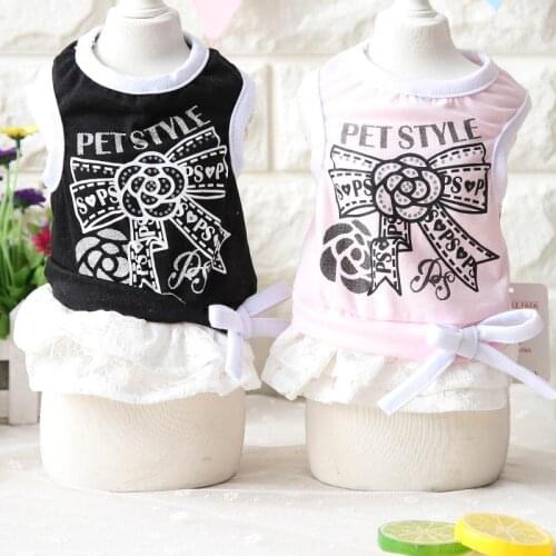 Bow Lace Dress Cat Dog Dress Vest Cotton-Padded Clothing For Dogs Puppy Dog Cat Pet Clothes Chihuahua
