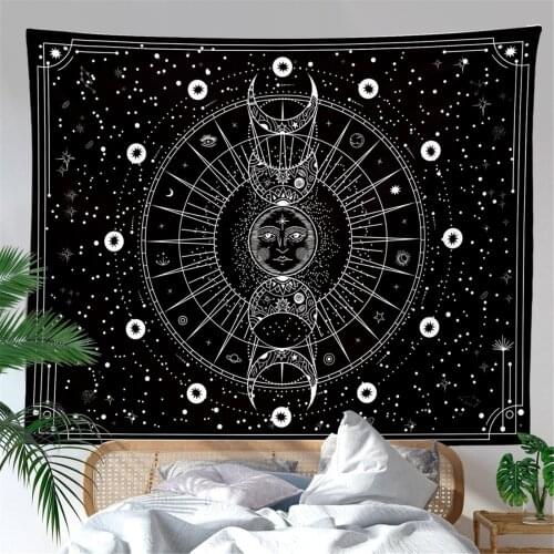 Hot Mandala Tapestry White Black Sun And Moon Tapestry Wall Hanging Gossip Tapestries Hippie Wall Rugs Dorm Decor Blanket