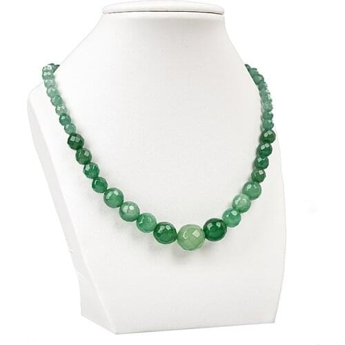 Natural Green Chalcedony Stone Gems Necklaces 6-14mm Beads DIY Handmade Womens Necklace Jewelry Necklace Energy Jewelry 18inche