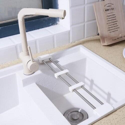 New Arrival Stainless Extensible Kitchen Drain Basket Bowl Plates Basket Rack Washing Basin Stack 2pc Set