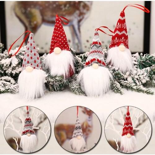 New Christmas Santa Claus Plush Doll Pendant Xmas Tree Hanging Decor New Year Party Decor Ornaments Cute Creative Kids Gifts