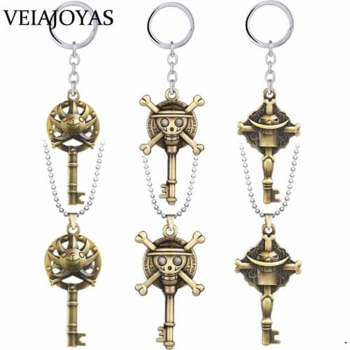 ONE PIECE Anime Necklace OP Sunny Luffy White Beard Bronze Pendant Necklaces Friendship Charms Car Keychains Jewelry Accessories